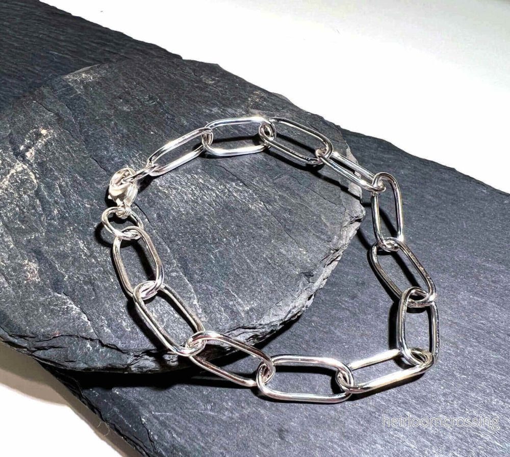 Silverarmband kedja Paperclip