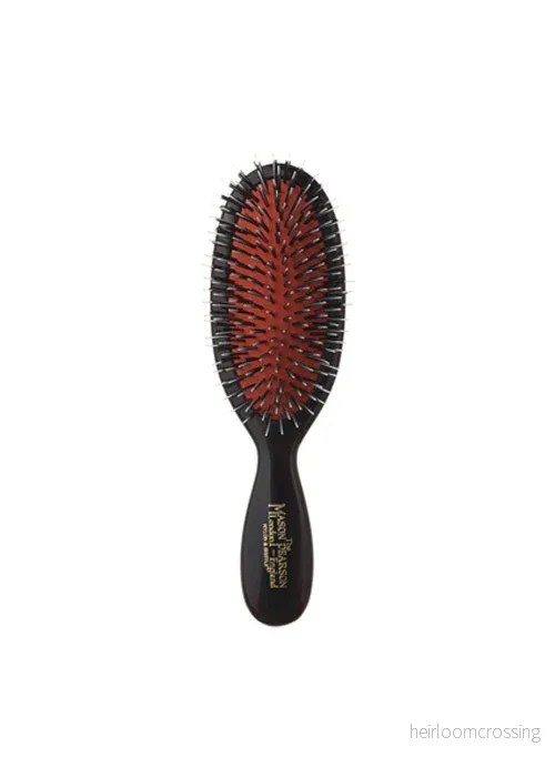 Mason Pearson BN4 Pocket Bristle & Nylon, Dark Ruby