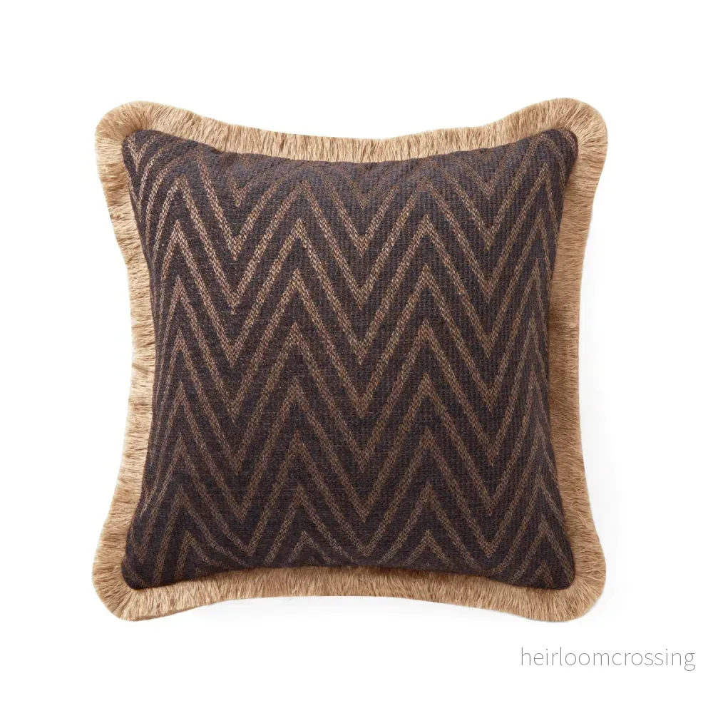 Pillow cover - The Herringbone Elegance (Large Pattern) Pillow Cover - Dark Brown & Toffee Mix