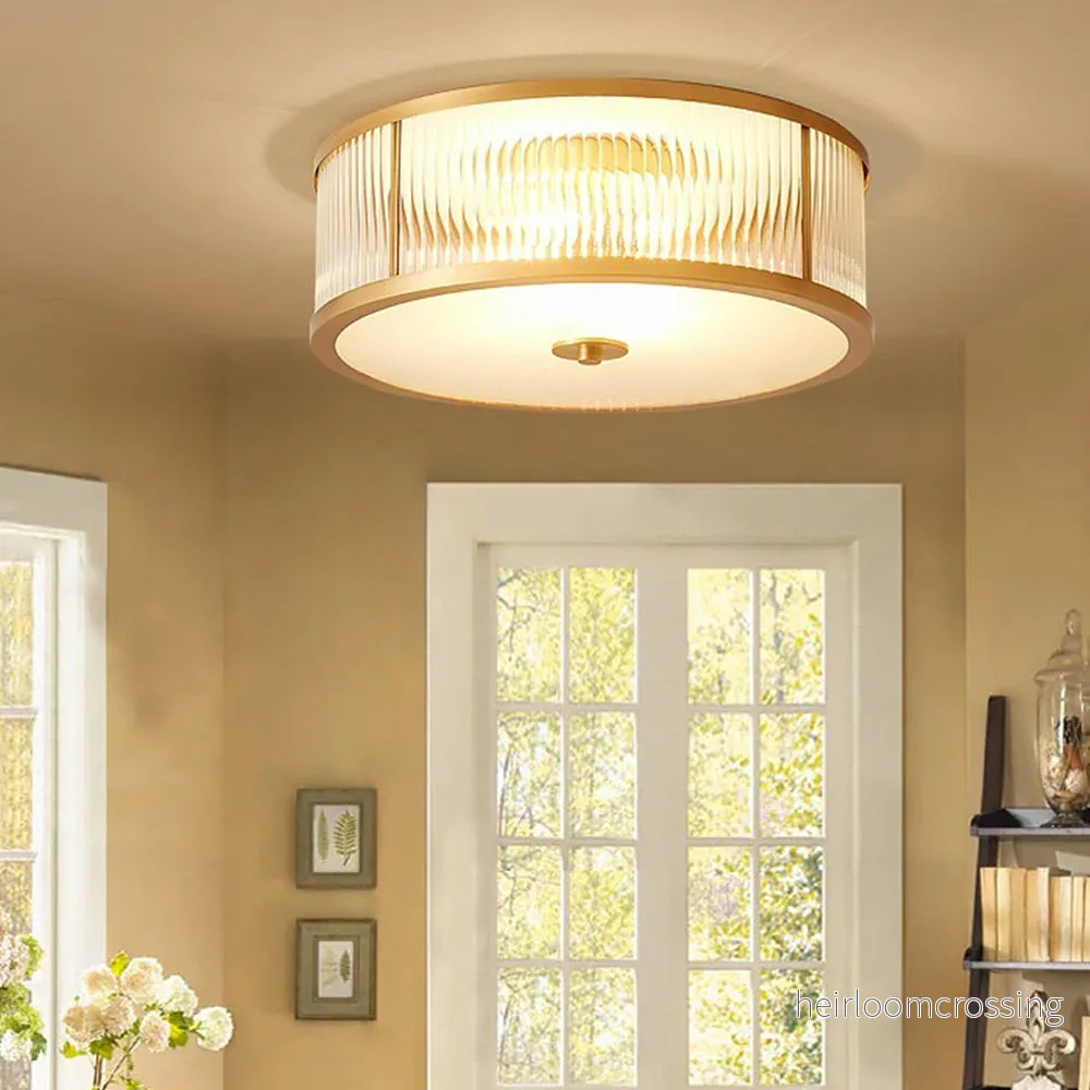 Taklampa i glas – modern guldfärgad plafond med klunga Taklampa i glas – modern guldfärgad plafond med klunga