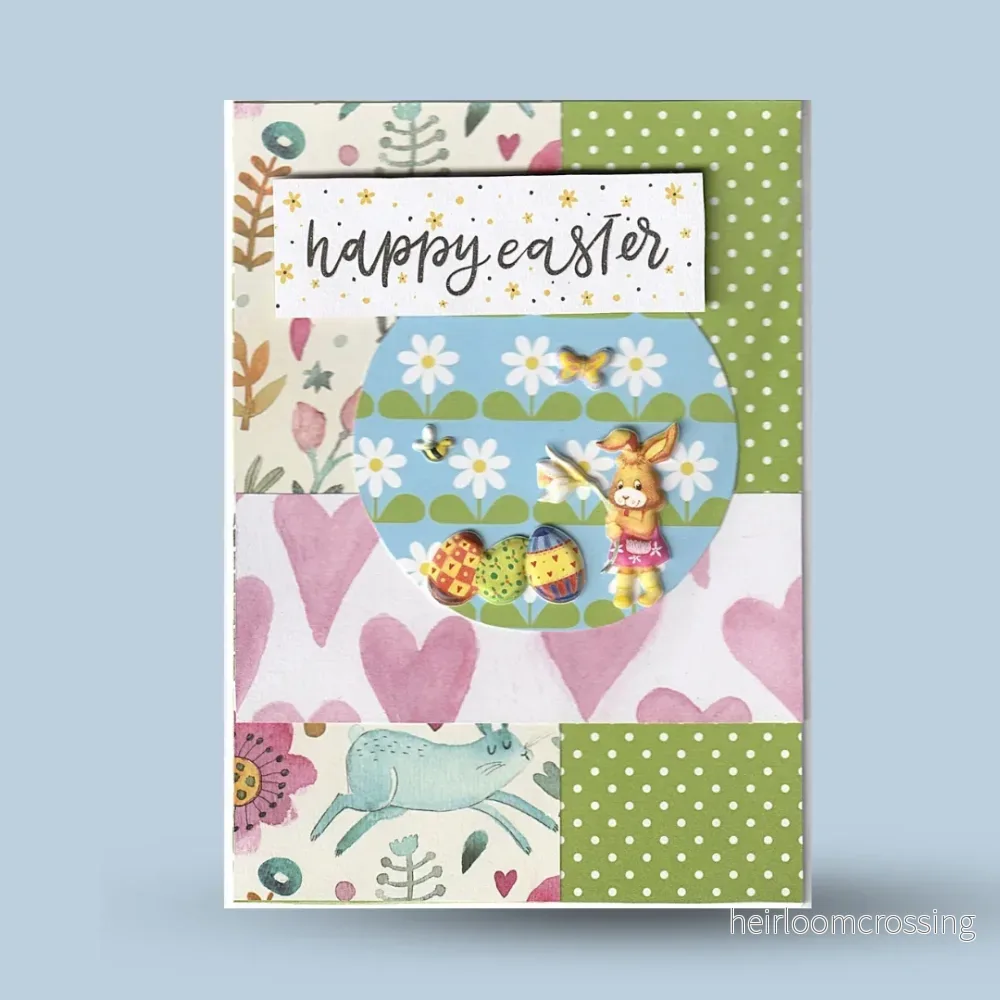 Gratulationskort A6: ”Happy easter”, hare