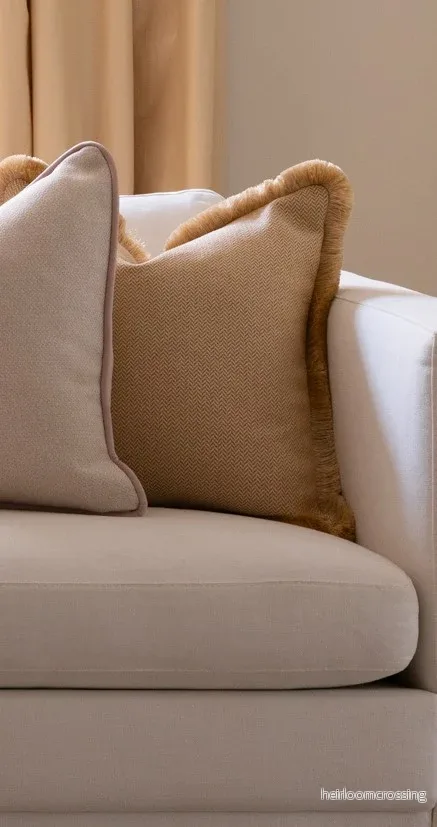 Pillow cover - The Herringbone Chic (Small Pattern) Pillow Cover- Cream White & Yellow Mix - Bild 2