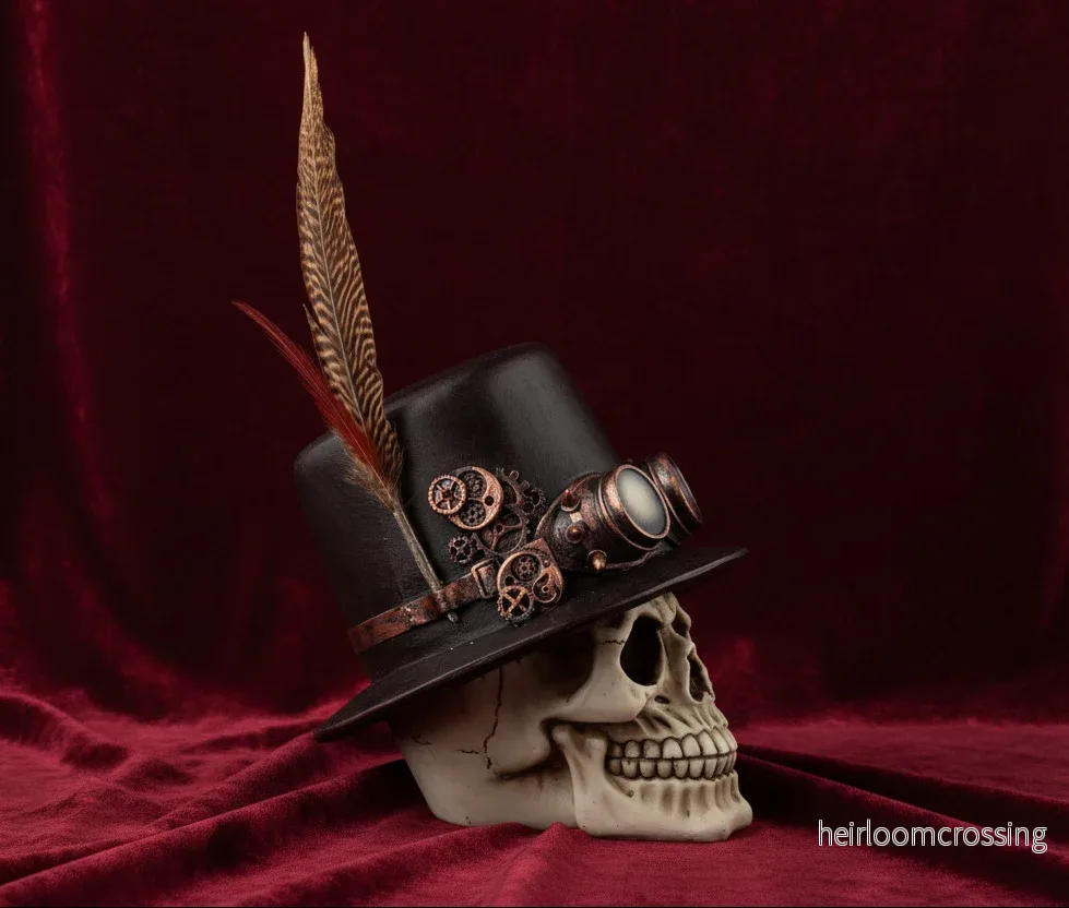 Steampunk Skull Ornament With Tophat And Feather - Bild 3