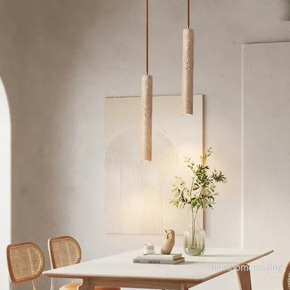 Minimalistisk travertin wabi-sabi-stil LED-kandelaber - LumoLine - Bild 2