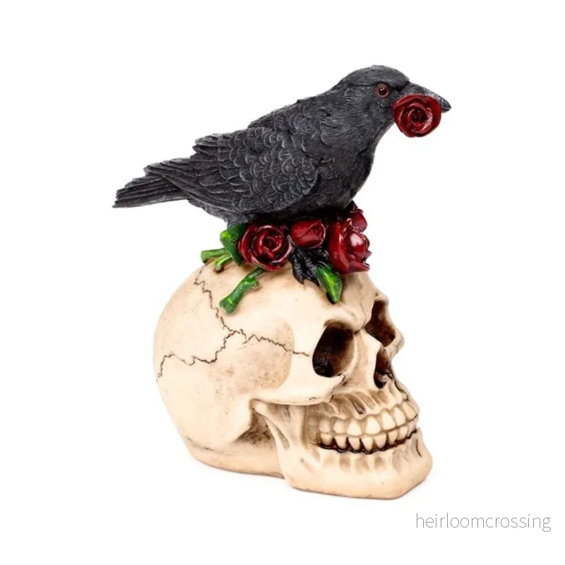 Skull With Raven & Red Roses - Bild 3