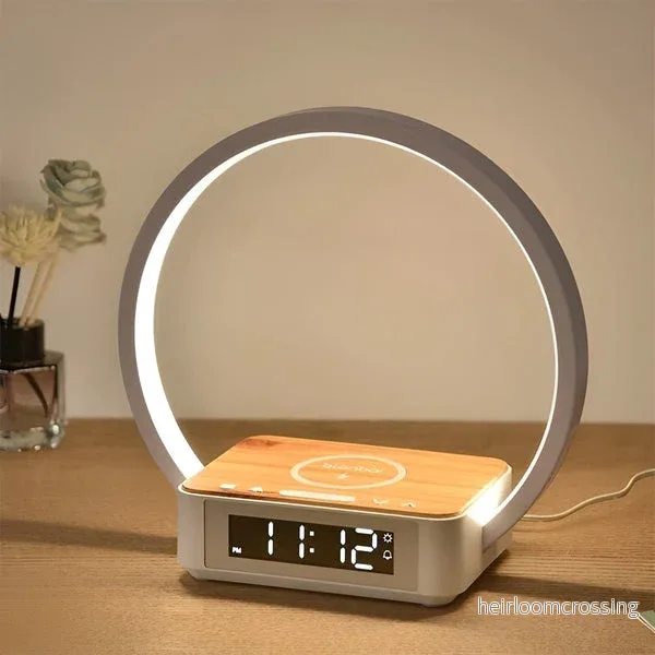 Design nattduksbordlampa med laddare och mjuk väckfunktion - LumoRise
