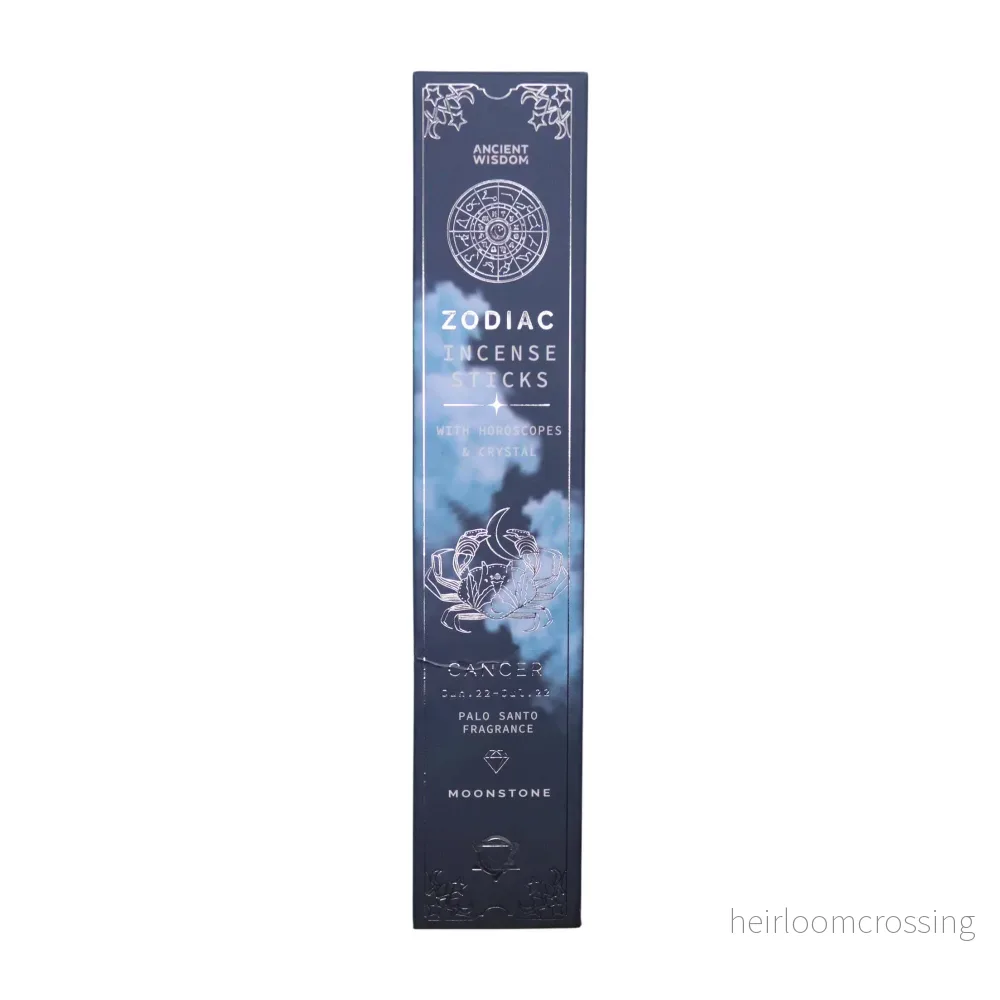 Zodiac Rökelse Med Kristall-Kräftan/Moonstone/Palo Santo
