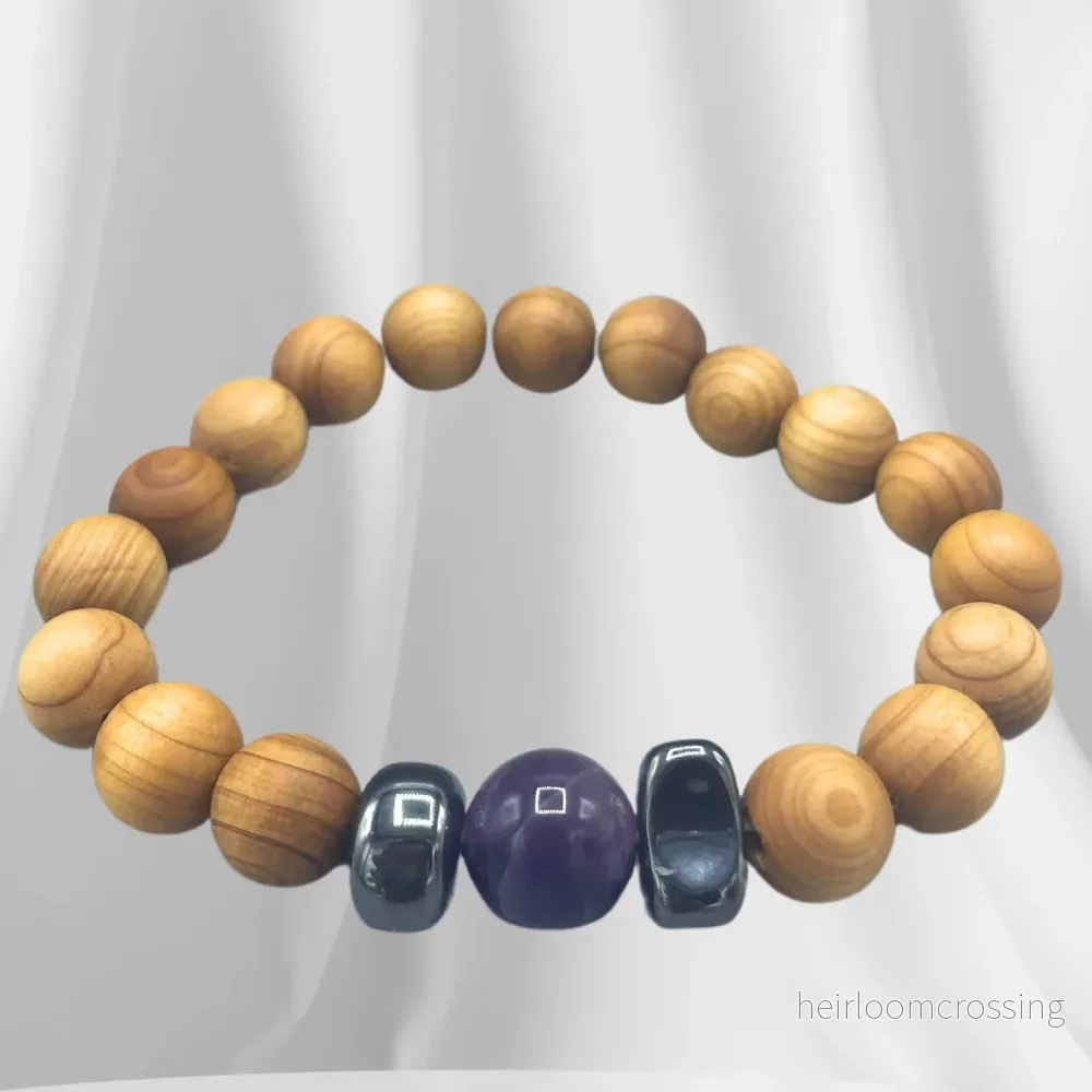 Tredje Ögats Chakra-armband – Cederträ & Ametist - Bild 2