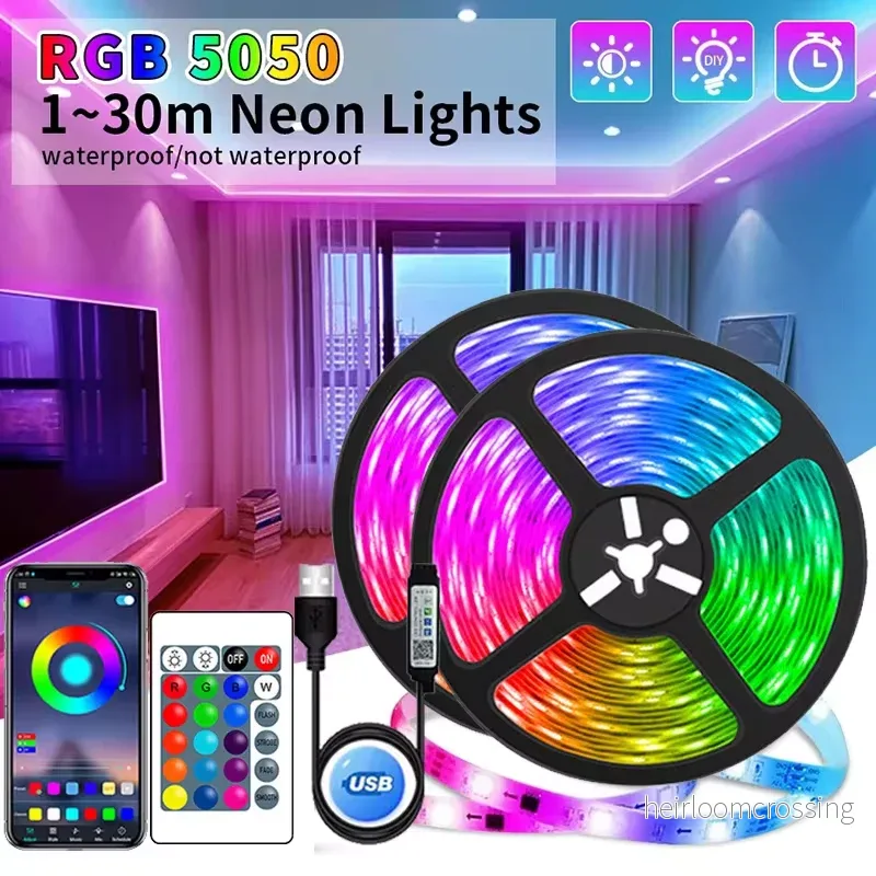USB LED-remsor med färgväxling - RGB-ljus för rumsdekoration och TV-bakgrundsbelysning