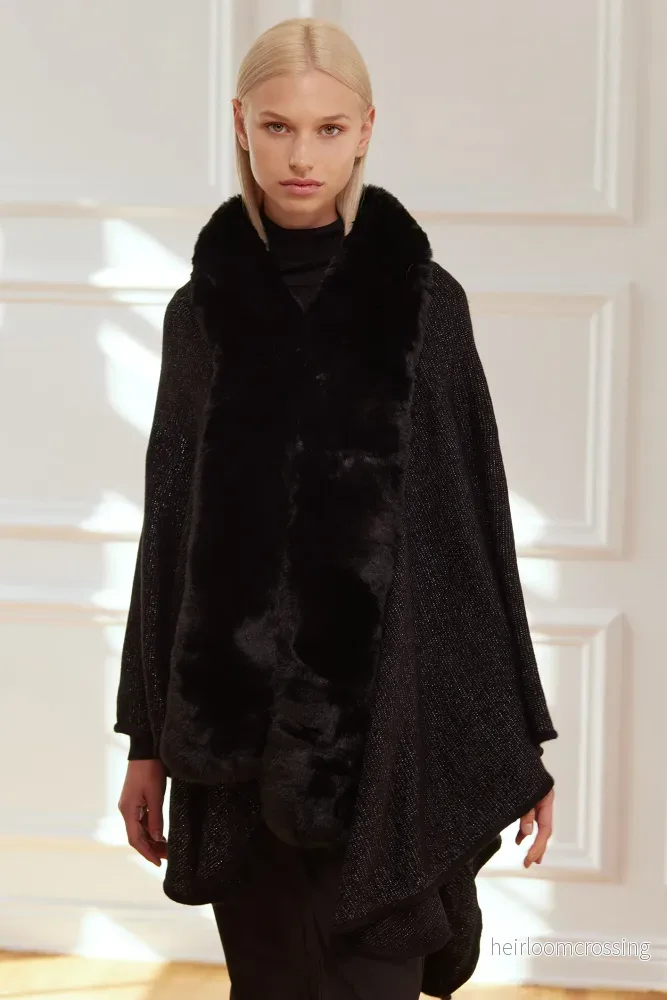 HOLLIES KAPP PONCHO LUREX SVART