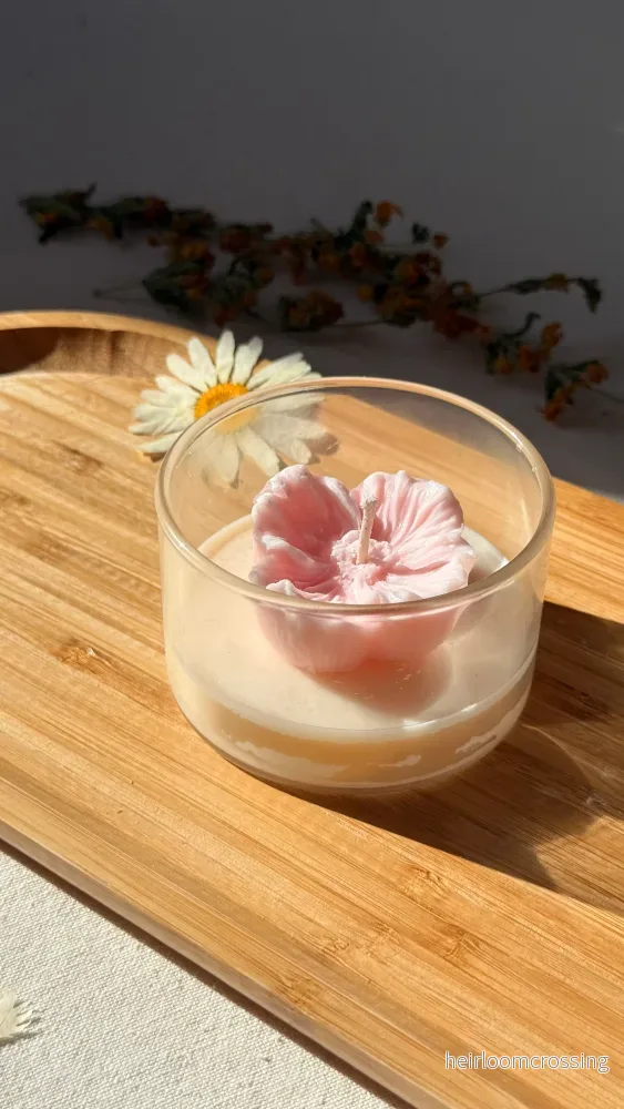 Blush Blossom Soy Candle | Handmade Floral Glass Jar Candle with Essential Oils Blush Blossom Soy Candle | Handmade Floral Glass Jar Candle with Essential Oils