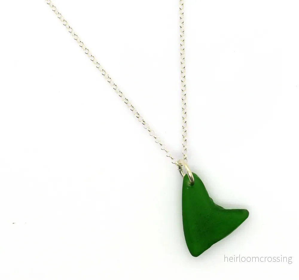 Silverhalsband med strandglas Gröna Hjärtat - Bild 3