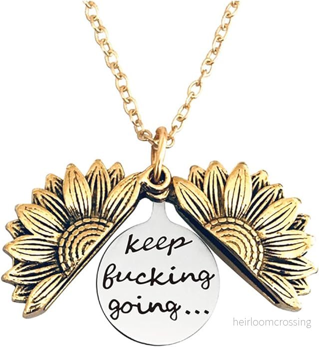 Halsband – Solros med budskapet ”Keep f-ing going..”