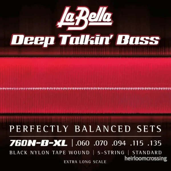 Black Nylon Tape Wound – Extra Long Scale – 5-strängad Black Nylon Tape Wound – Extra Long Scale – 5-strängad