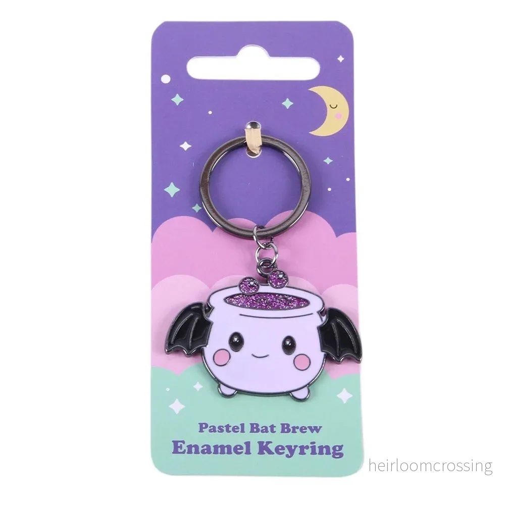 Candy Cauldron Bat Wing Cauldron Glitter Enamel Keyring - Bild 2