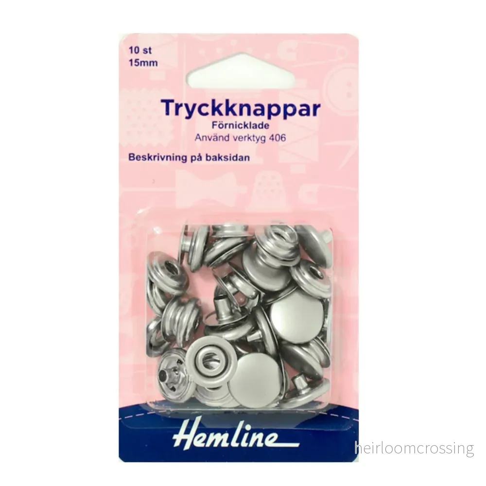 Nittryckknappar 15 MM silver 10 St. H405