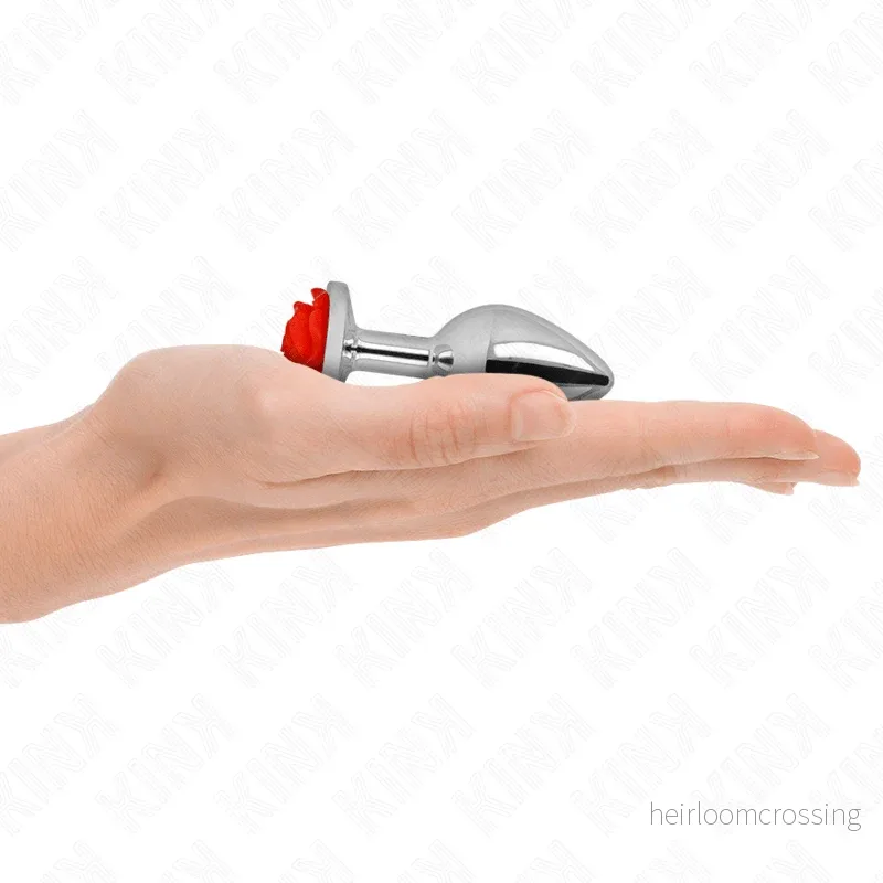 Kink Gold Rose Plug (S) - Red Rose Stainless Steel Anal Toy - Bild 2