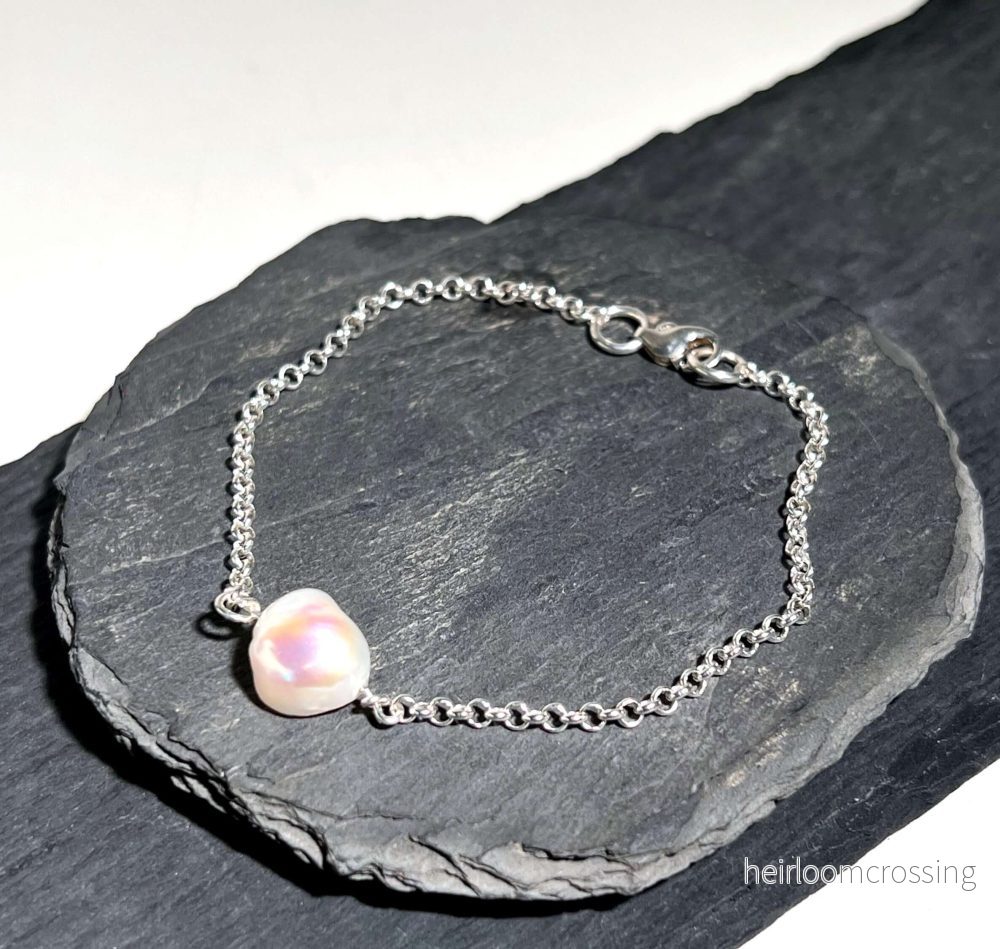 Silverarmband kedja med pärla - Pearly1