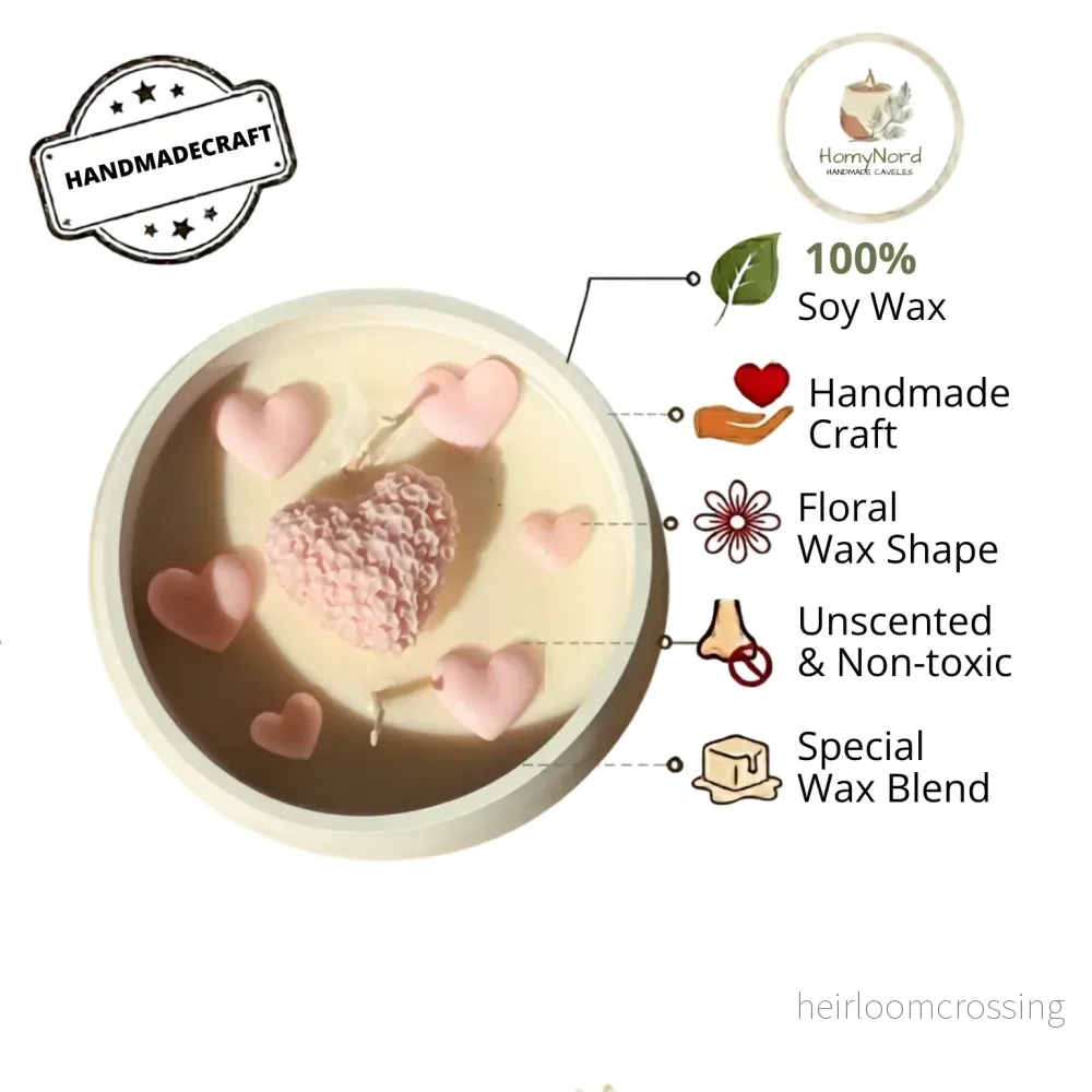 Sweetheart Blossom Soy Candle | Handmade Romantic Heart Candle with Essential Oils - Bild 3