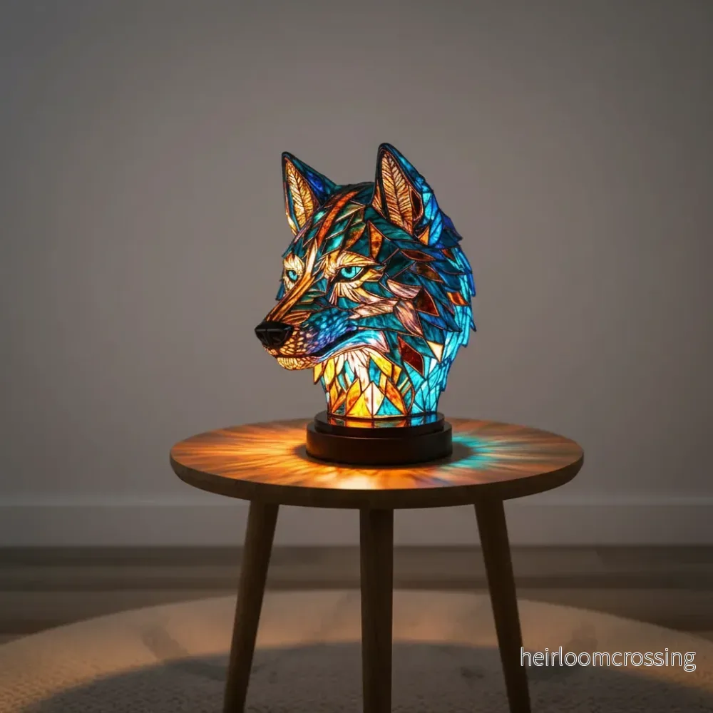 Handgjord mosaiklampa djurhuvud – GleamPaw