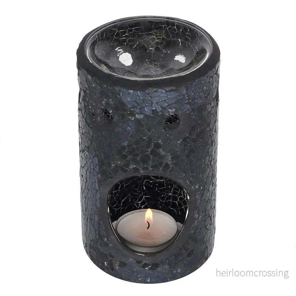 Black Crackle Pillar Oil Burner & Wax Warmer - Bild 3