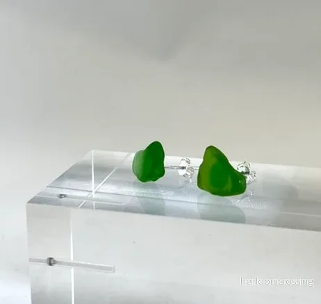 Silverörhängen med strandglas Pebbles-6 - Bild 2