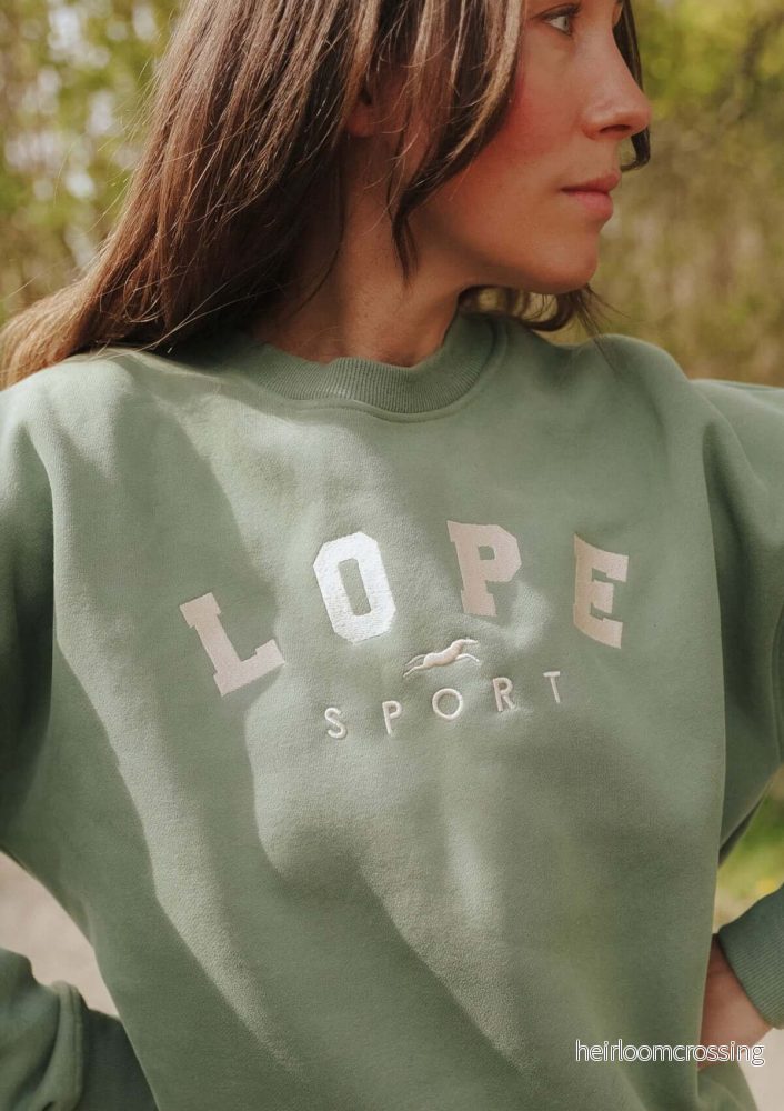 Lope Equestrian Crewneck, Grön oversize collegetröja - Bild 2