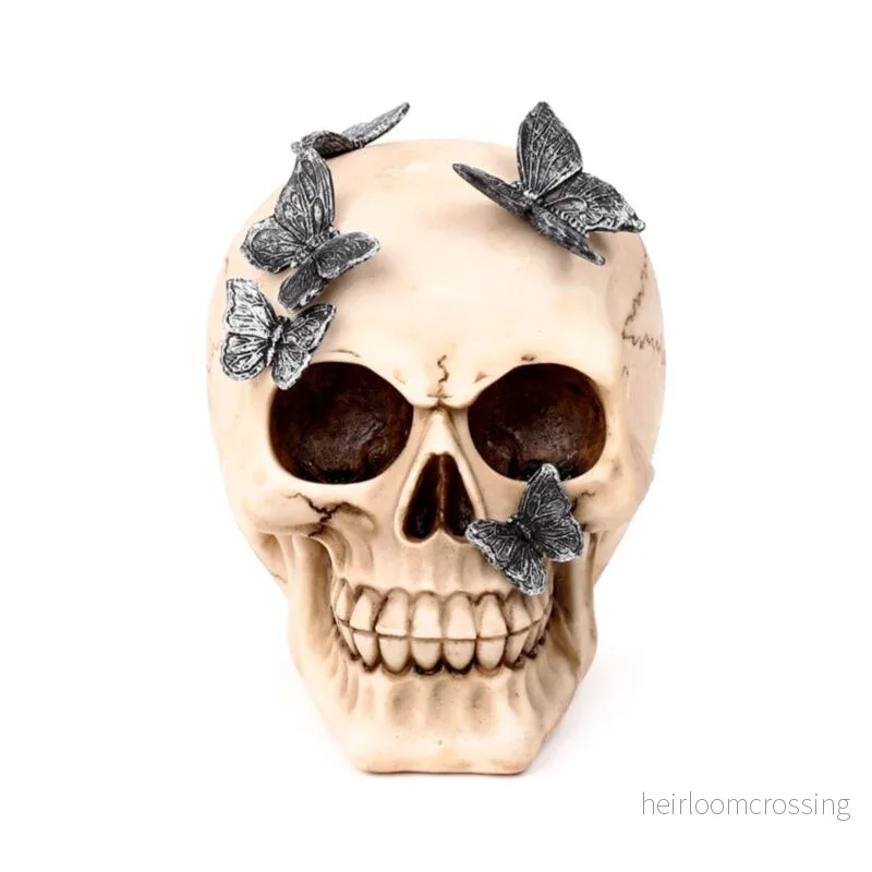 Skull With Metallic Butterflies Skull With Metallic Butterflies