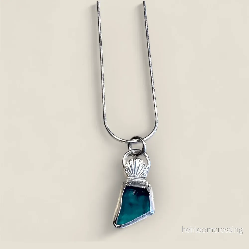 Silverhalsband med strandglas Snäcka - Bild 2