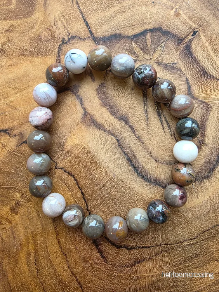Armband i fossiliserat trä och ädelsten - Bild 3