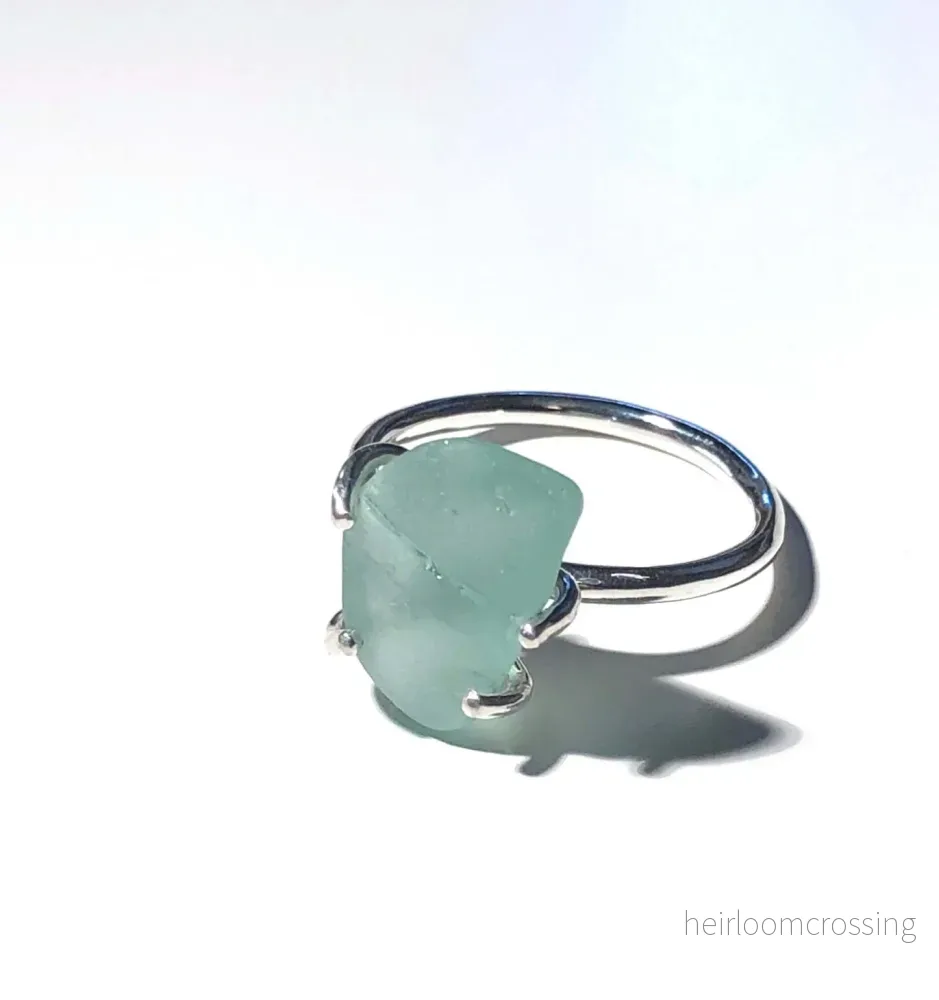 Silverring med strandglas Bottleneck Silverring med strandglas Bottleneck
