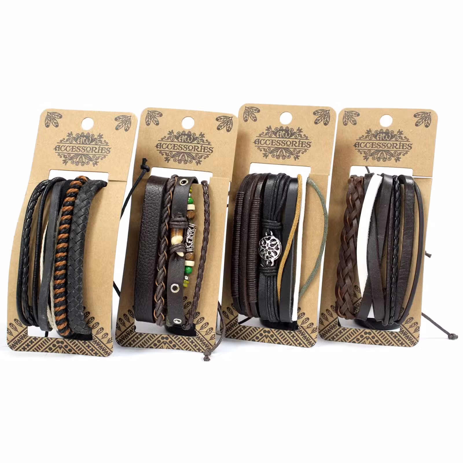 Armbandsset i läder för män – assorterad design