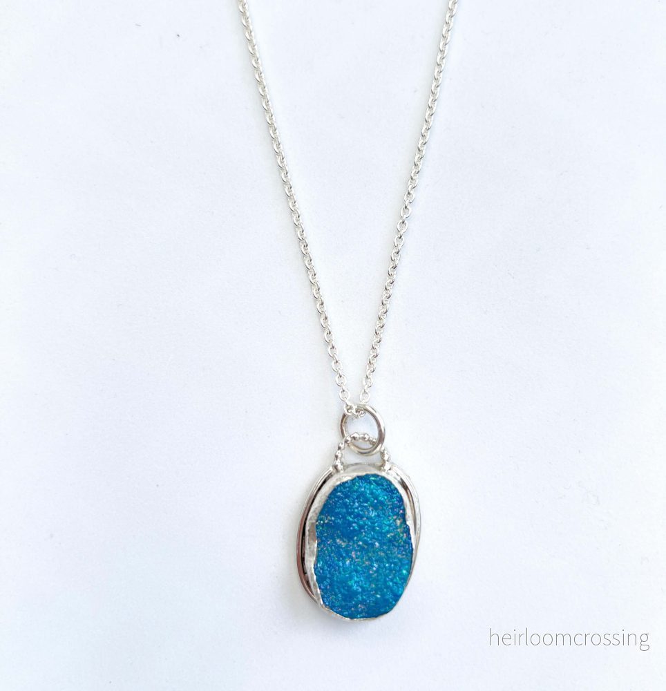 Silverhalsband med Druzy agat