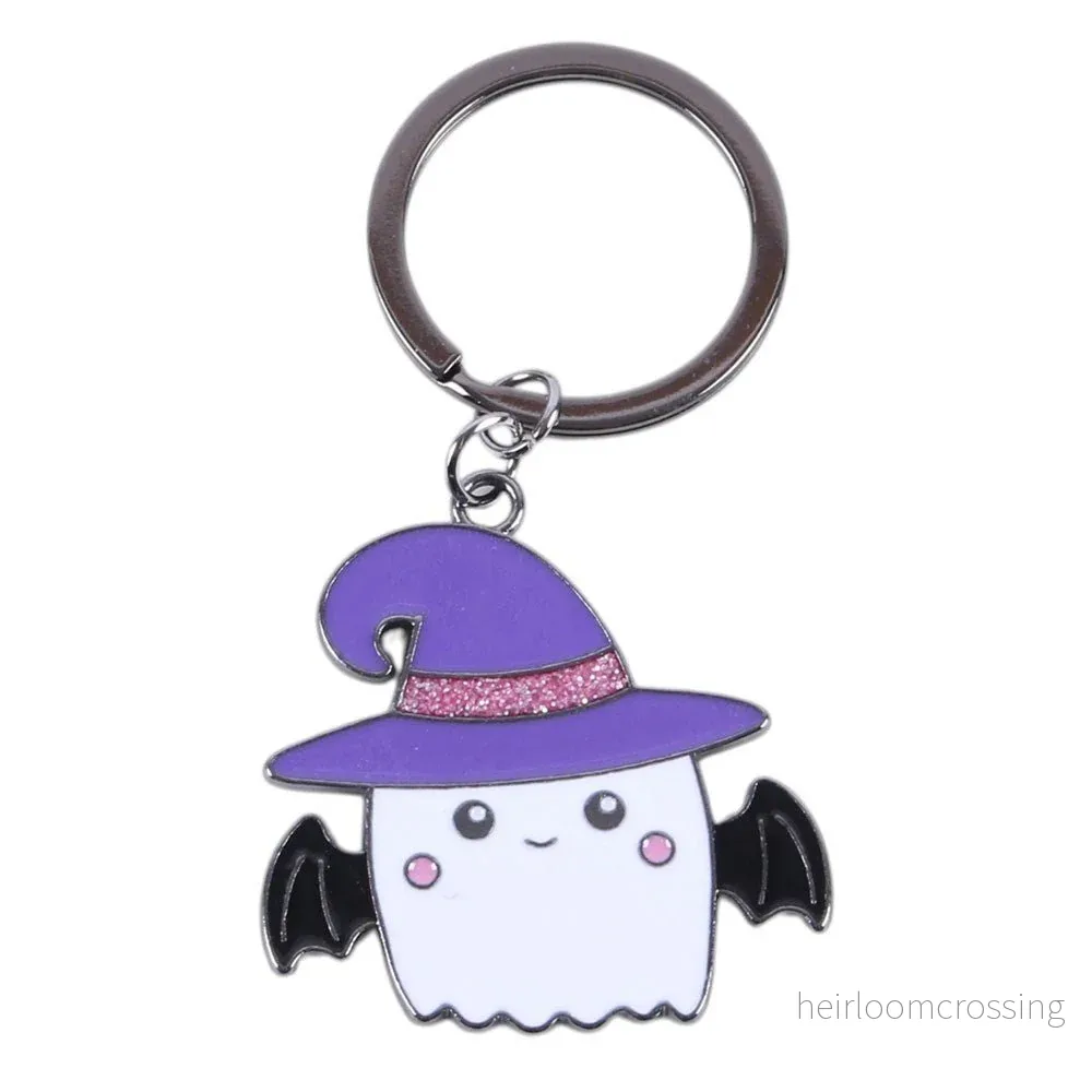 Candy Cauldron Ghost with Witch Hat Glitter Enamel Keyring - Bild 3