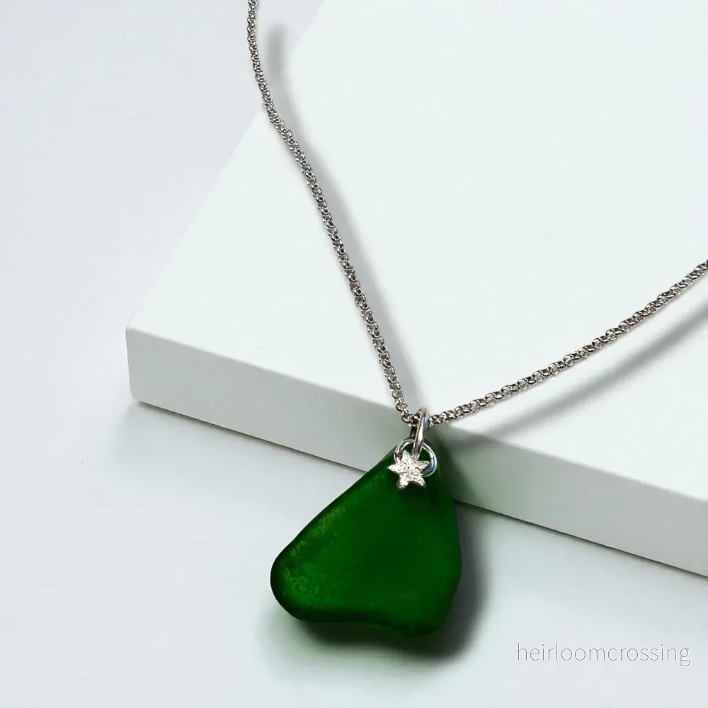 Silverhalsband med strandglas. - Bild 2