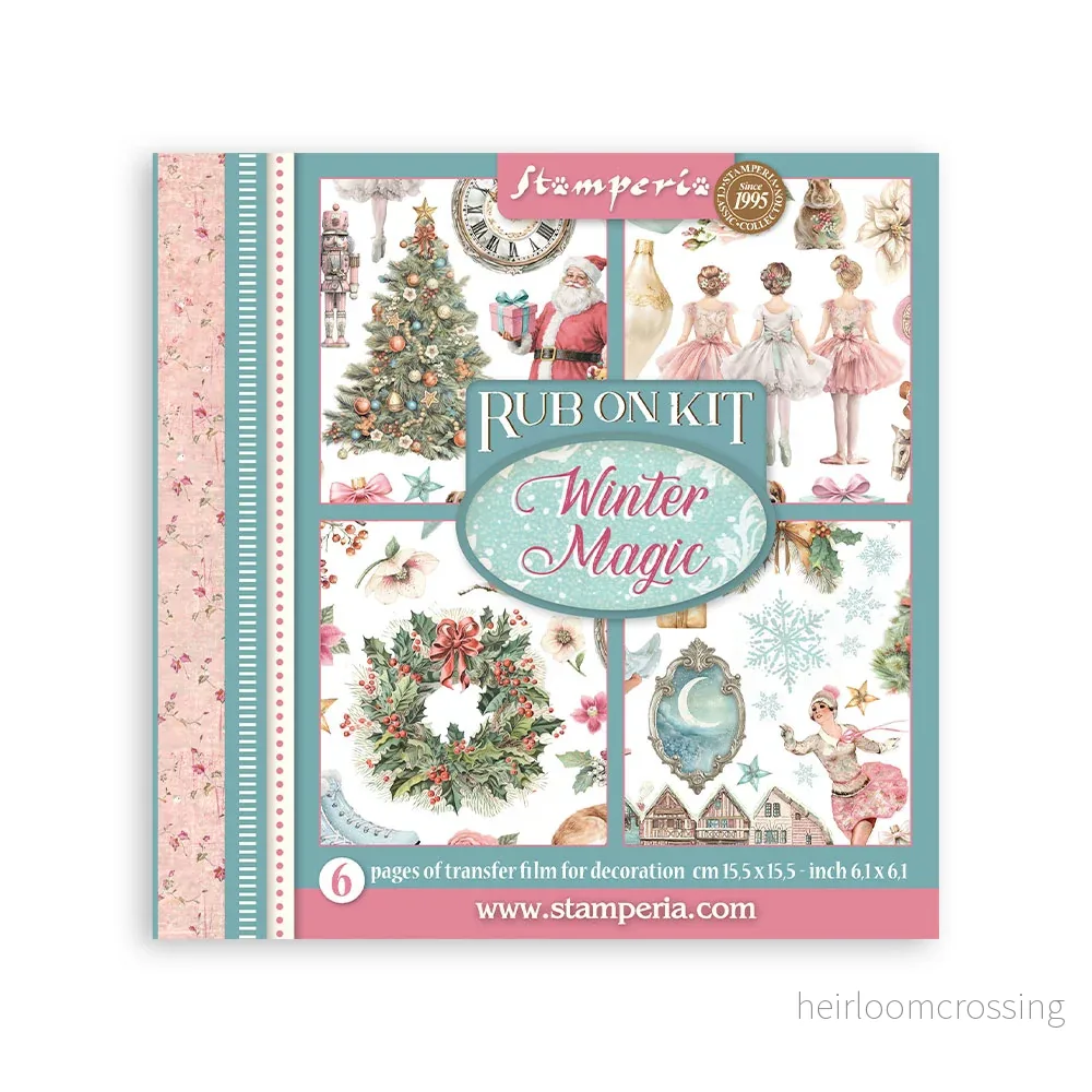 Printed Decorative Rub on kit for Art and Craft cm 15,5×15,5 – Winter Magic