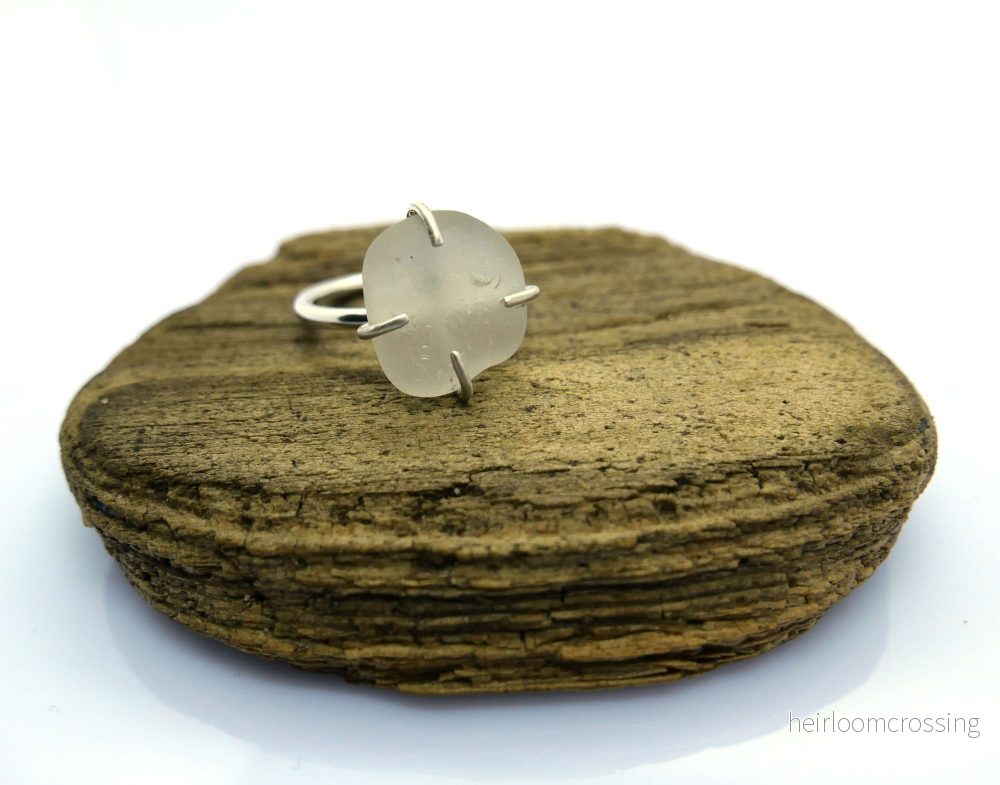 Silverring med strandglas Bleke Silverring med strandglas Bleke