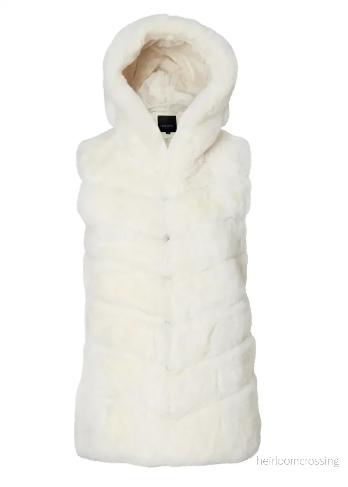 HOLLIES Isabel Faux fur Väst med luva Vit