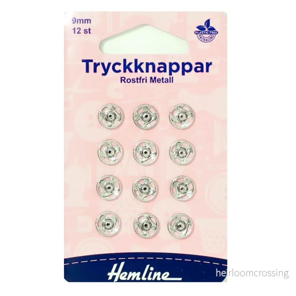 Tryckknappar 9 mm Silver 12 st