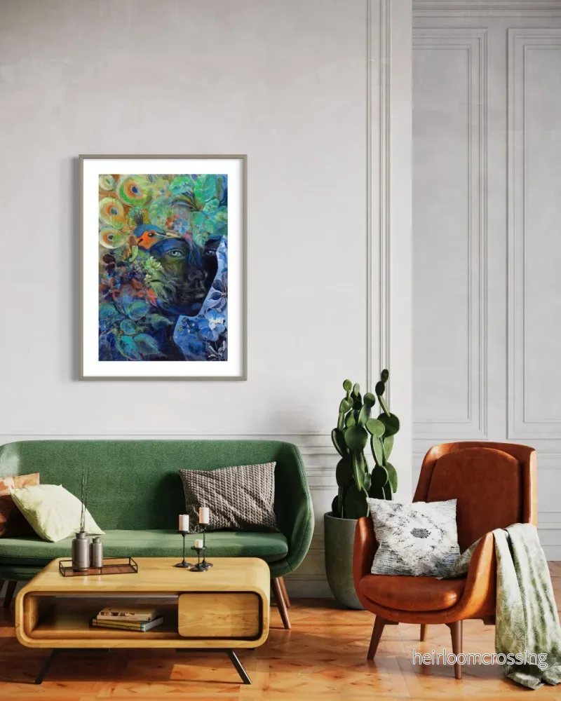Påfågelkvinnan – Giclée Fine Art Print - Bild 3