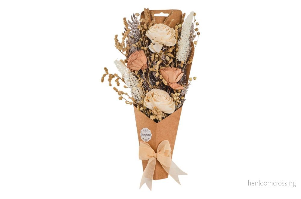 Torkad blombukett i presentbox – Elfenben