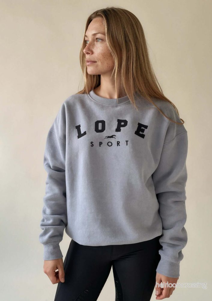 Lope Equestrian Crewneck, Grå oversize collegetröja