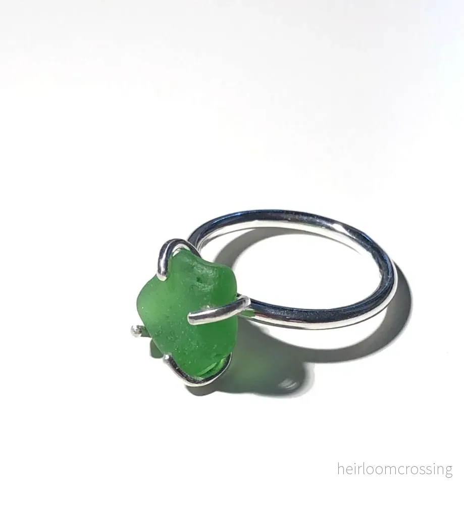 Silverring med strandglas Emerald Silverring med strandglas Emerald