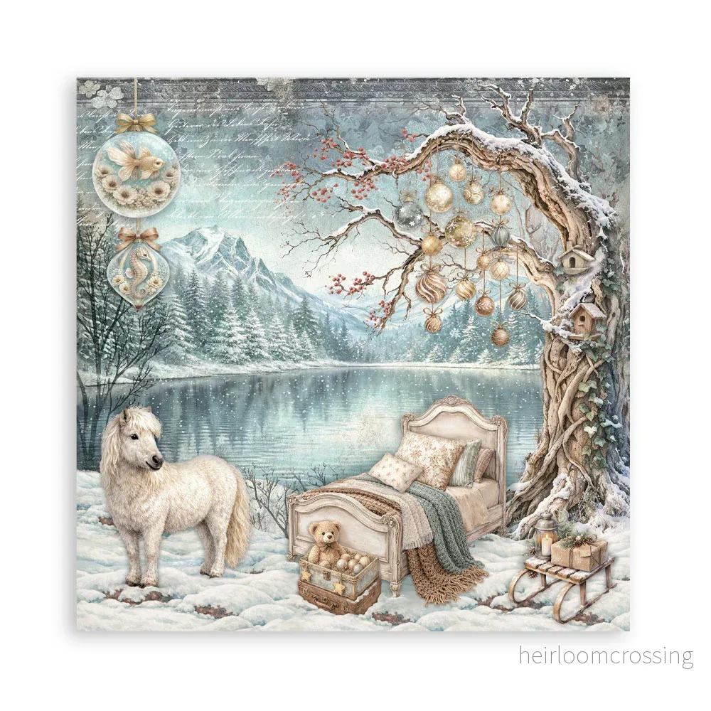 8”x8” (20.3x20.3 cm) Paper Pad 22 single sided printed paper sheets - White Christmas - Bild 3