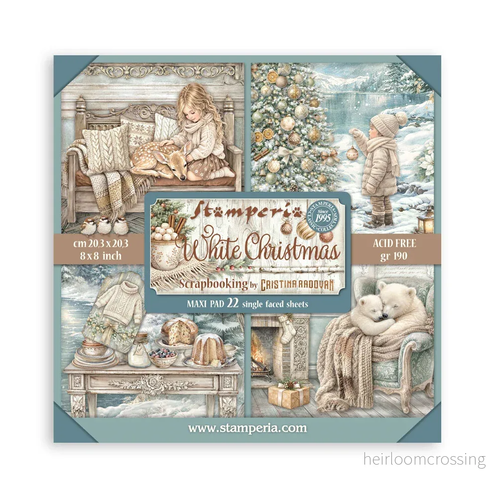 8”x8” (20.3×20.3 cm) Paper Pad 22 single sided printed paper sheets – White Christmas 8”x8” (20.3×20.3 cm) Paper Pad 22 single sided printed paper sheets – White Christmas