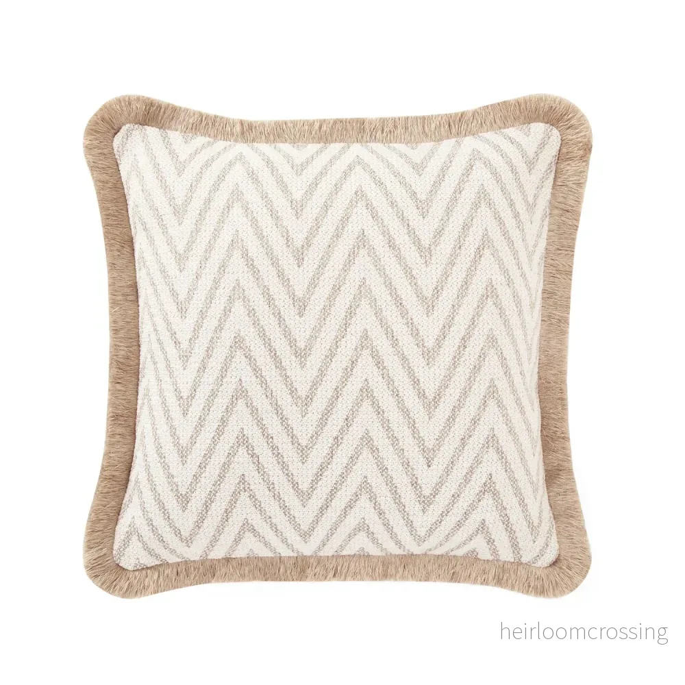 Pillow cover - The Herringbone Elegance (Large Pattern) Pillow Cover - Beige & Light Grey Mix