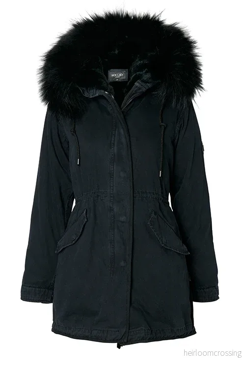 HOLLIES Verona Parkas med päls Svart HOLLIES Verona Parkas med päls Svart
