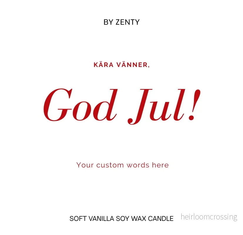 Personalised Kära Vänner God Jul Scented Candle