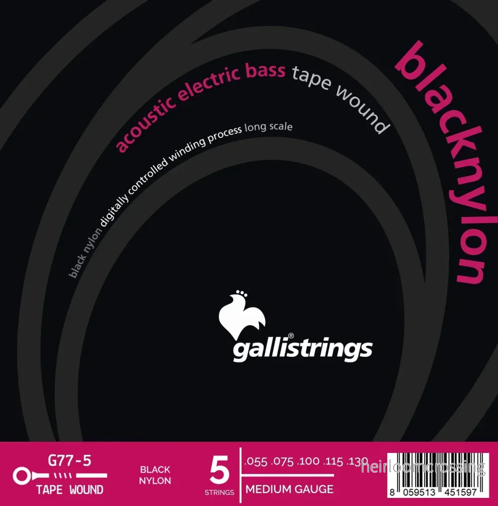 Black Nylon Tape Wound – 5 strängar – Extra lång skala Black Nylon Tape Wound – 5 strängar – Extra lång skala