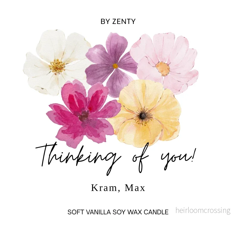 Personalised Thinking of you Garden Flowers Scented Candle